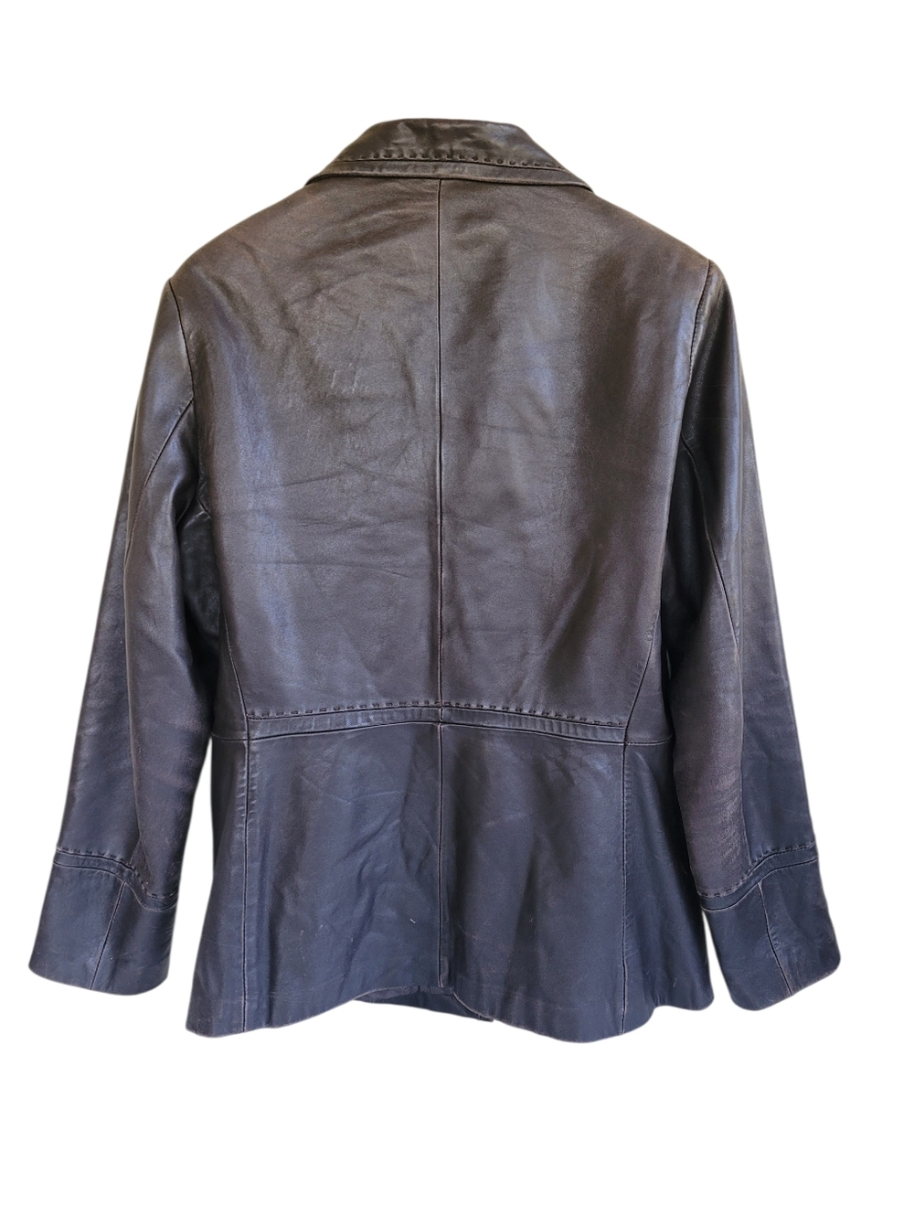 Jones New York Leather Jacket Butoon Up Chocolate Brown Womens Large - Picture 3 of 9